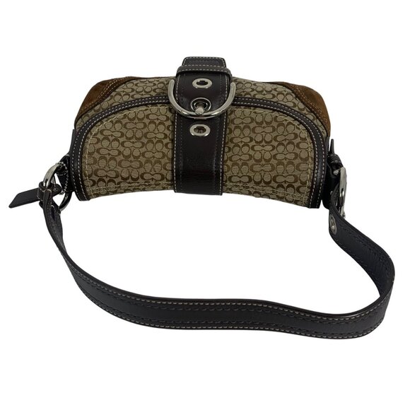 Y2K COACH F10925 Soho Brown Signature Canvas Suede Leather Shoulder Bag +Tag EUC - Picture 9 of 16